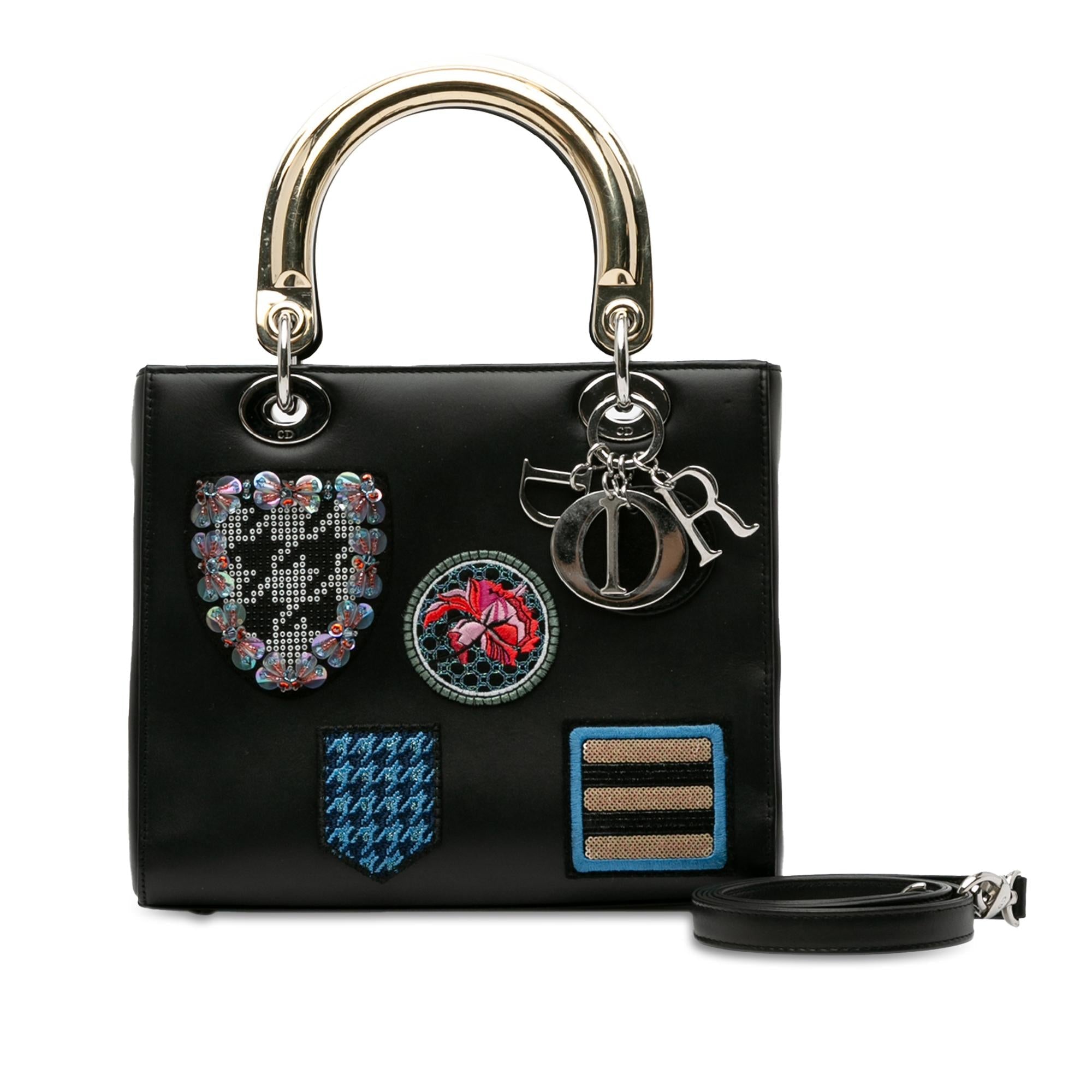 Dior Medium Calfskin Patch Embellished Lady Dior (SHG-SuldtR)