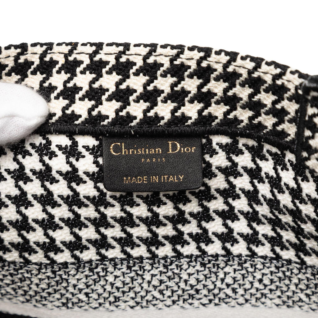 Dior Medium Canvas Houndstooth Embroidered Book Tote