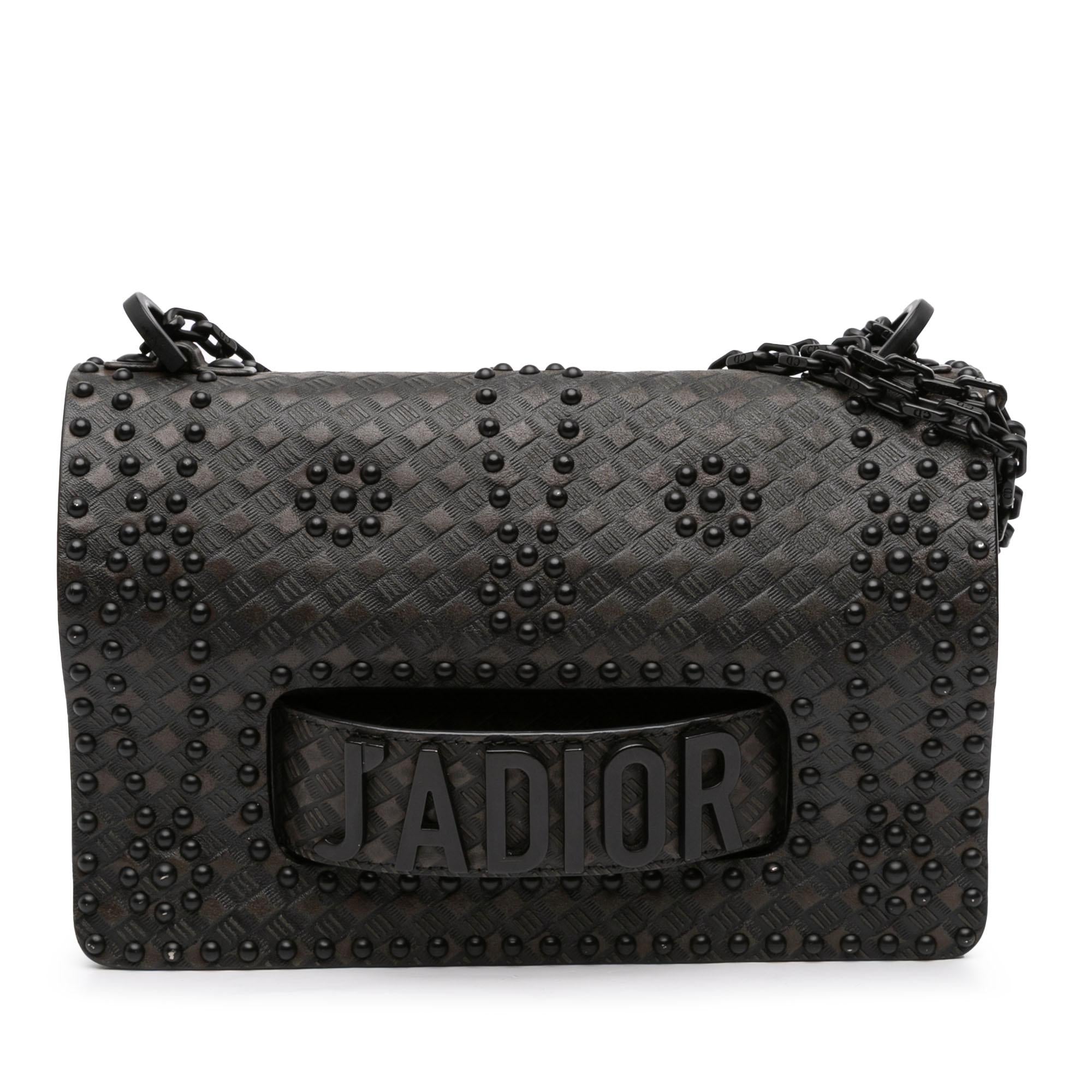 Dior Medium Embossed Calfskin Studded JAdior Chain Flap