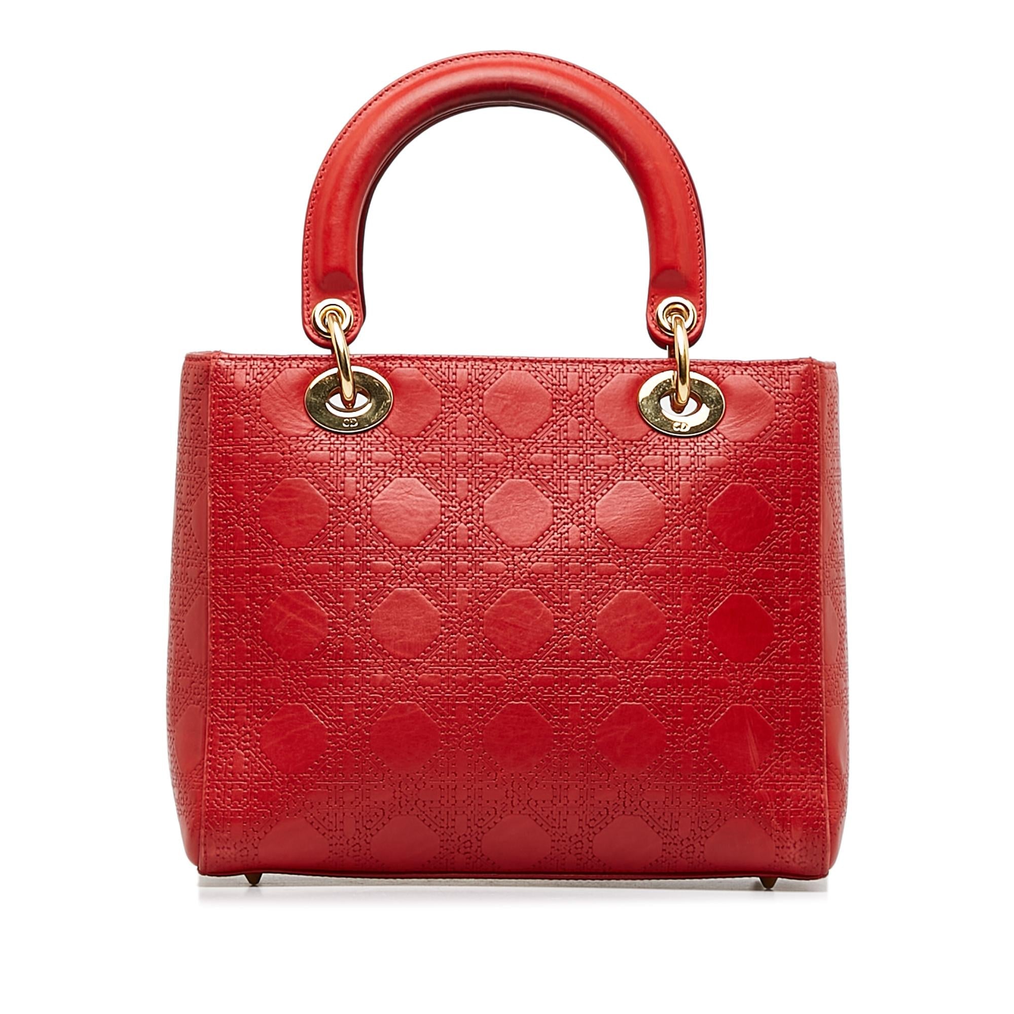 Dior Medium Embossed Lambskin Cannage Lady Dior (SHG-TJrJcj)