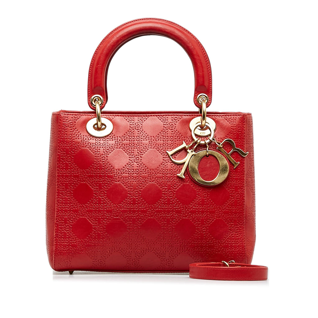Dior Medium Embossed Lambskin Cannage Lady Dior (SHG-TJrJcj)