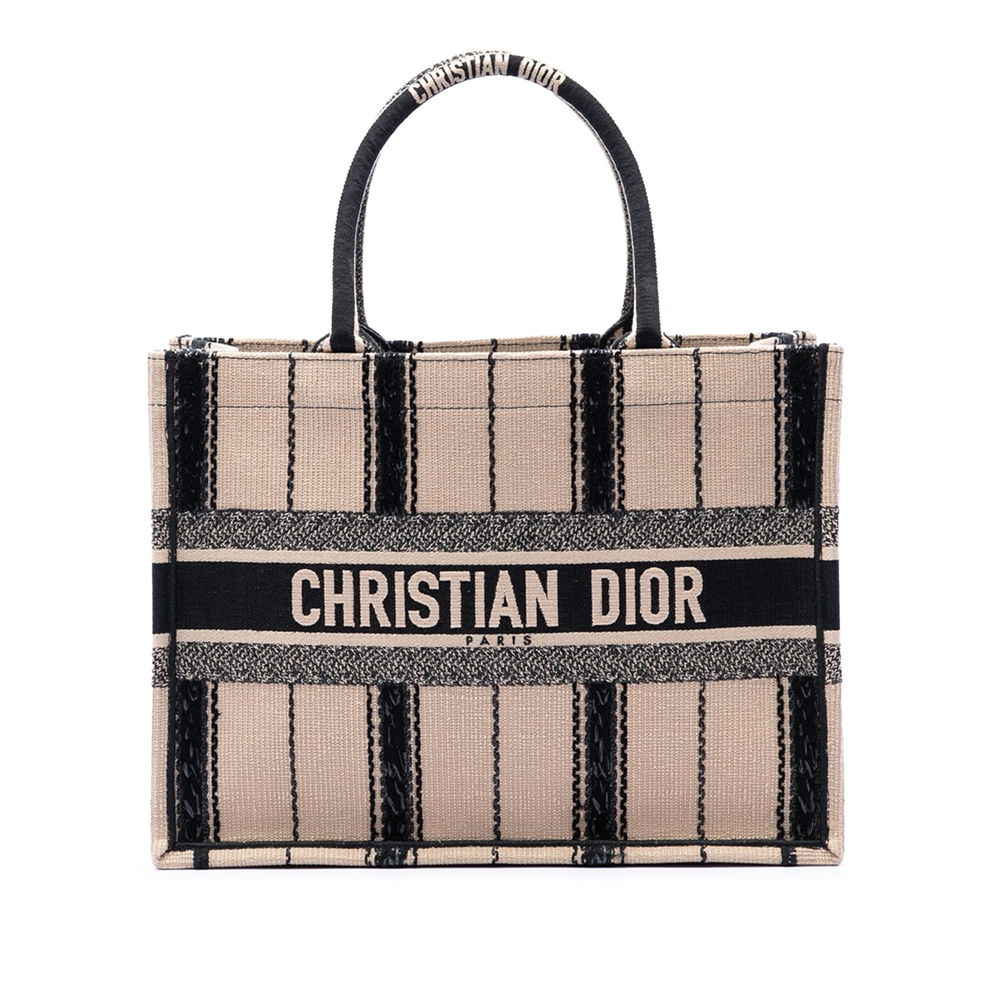 Dior Medium Embroidered Canvas Bayadere Book Tote