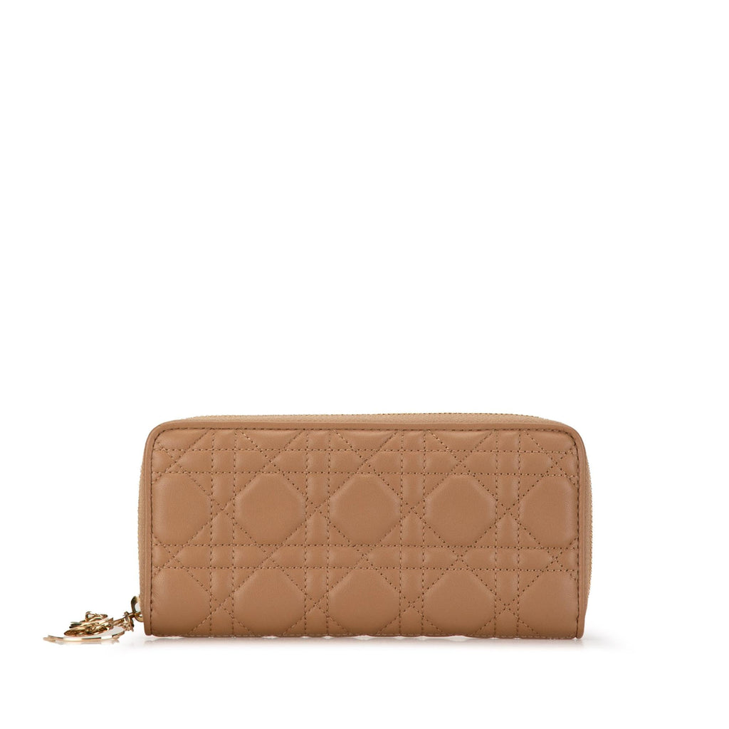 Dior Medium Lambskin Cannage Lady Dior Voyageur Wallet (SHG-4V2C0V)