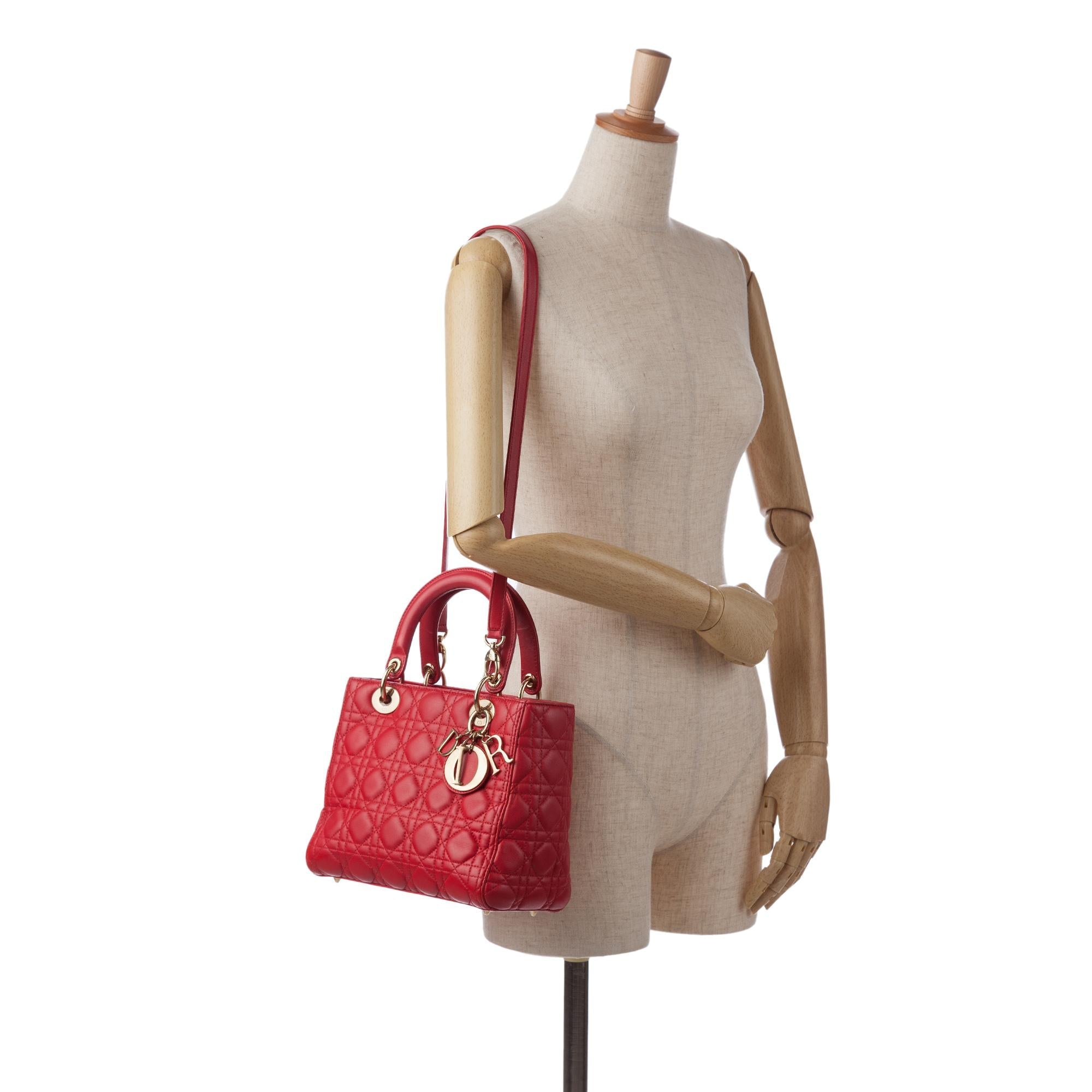 Dior Medium Lambskin Cannage Lady Dior (SHG-2Da655)