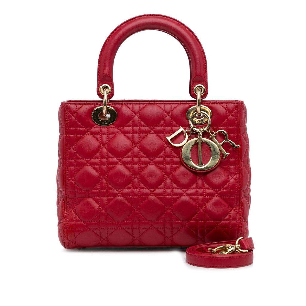 Dior Medium Lambskin Cannage Lady Dior (SHG-2Da655)