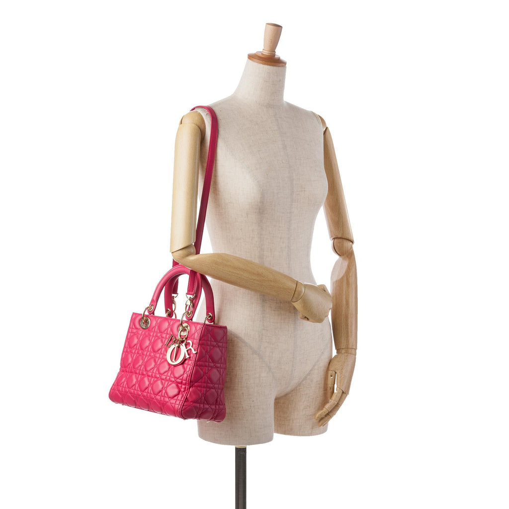 Dior Medium Lambskin Cannage Lady Dior (SHG-HLvJGy)
