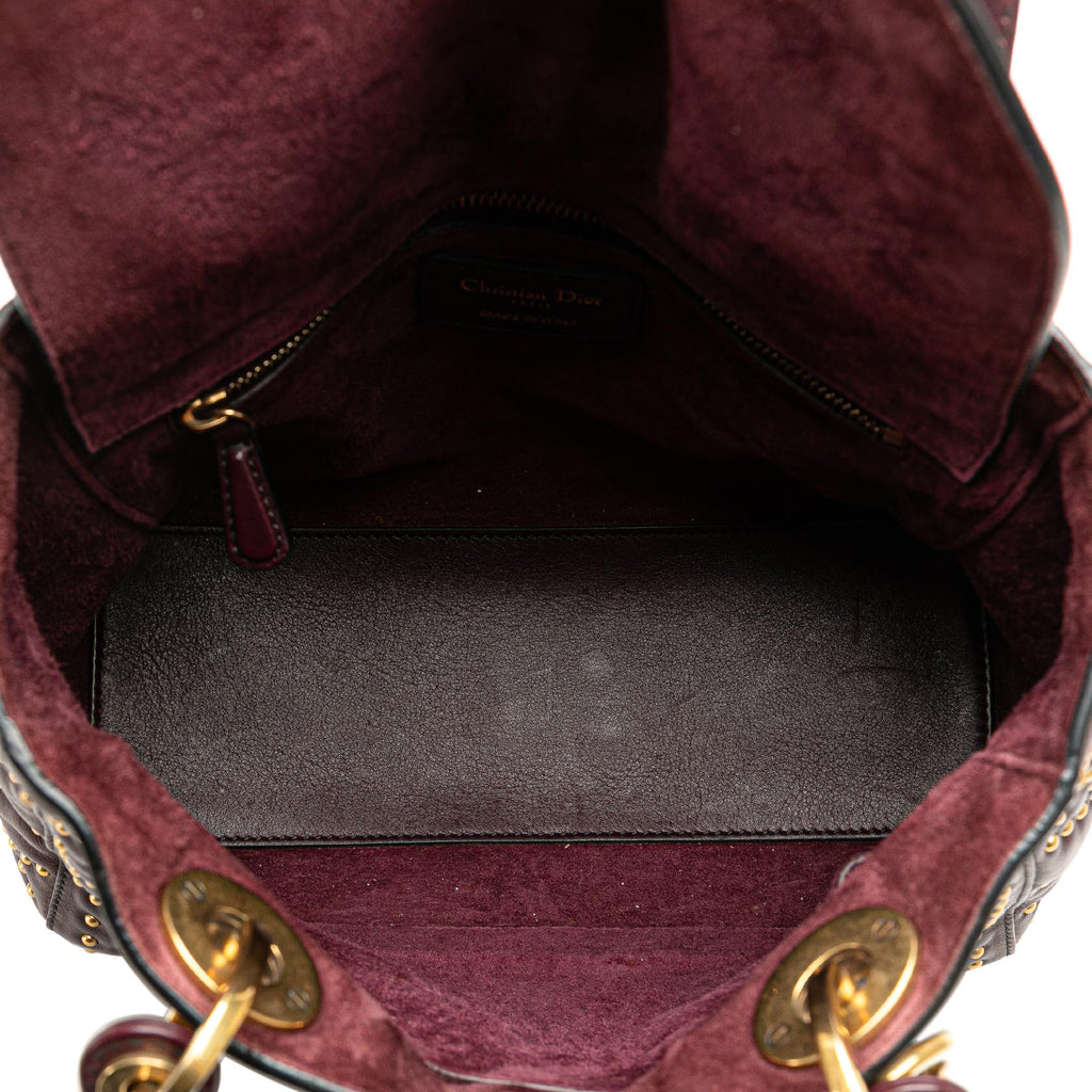 Dior Medium Lambskin Cannage Studded Supple Lady Dior (SHG-DSgsrk)