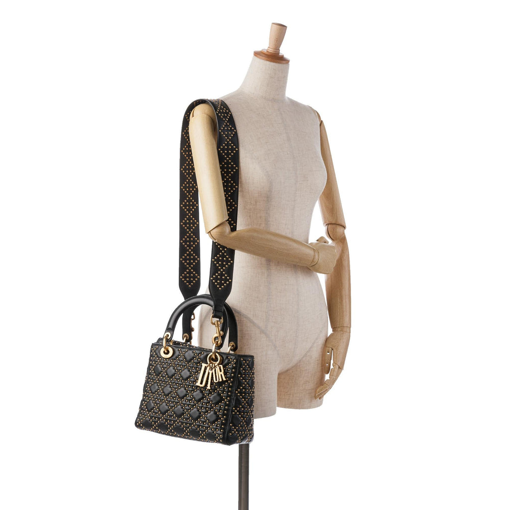 Dior Medium Lambskin Cannage Studded Supple Lady Dior (SHG-7OhNYd)