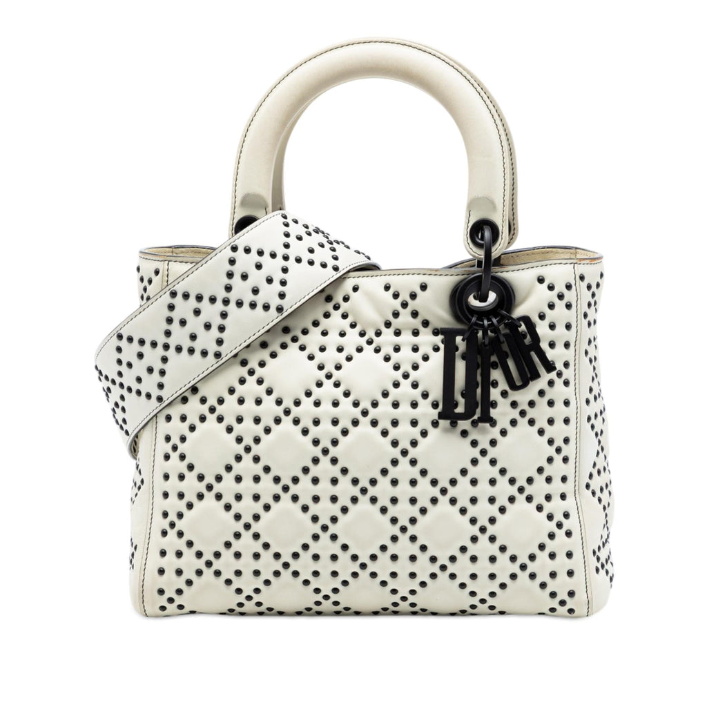Dior Medium Lambskin Cannage Studded Supple Lady Dior