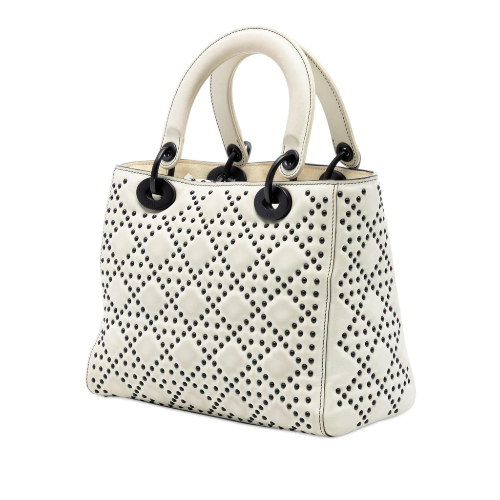 Dior Medium Lambskin Cannage Studded Supple Lady Dior