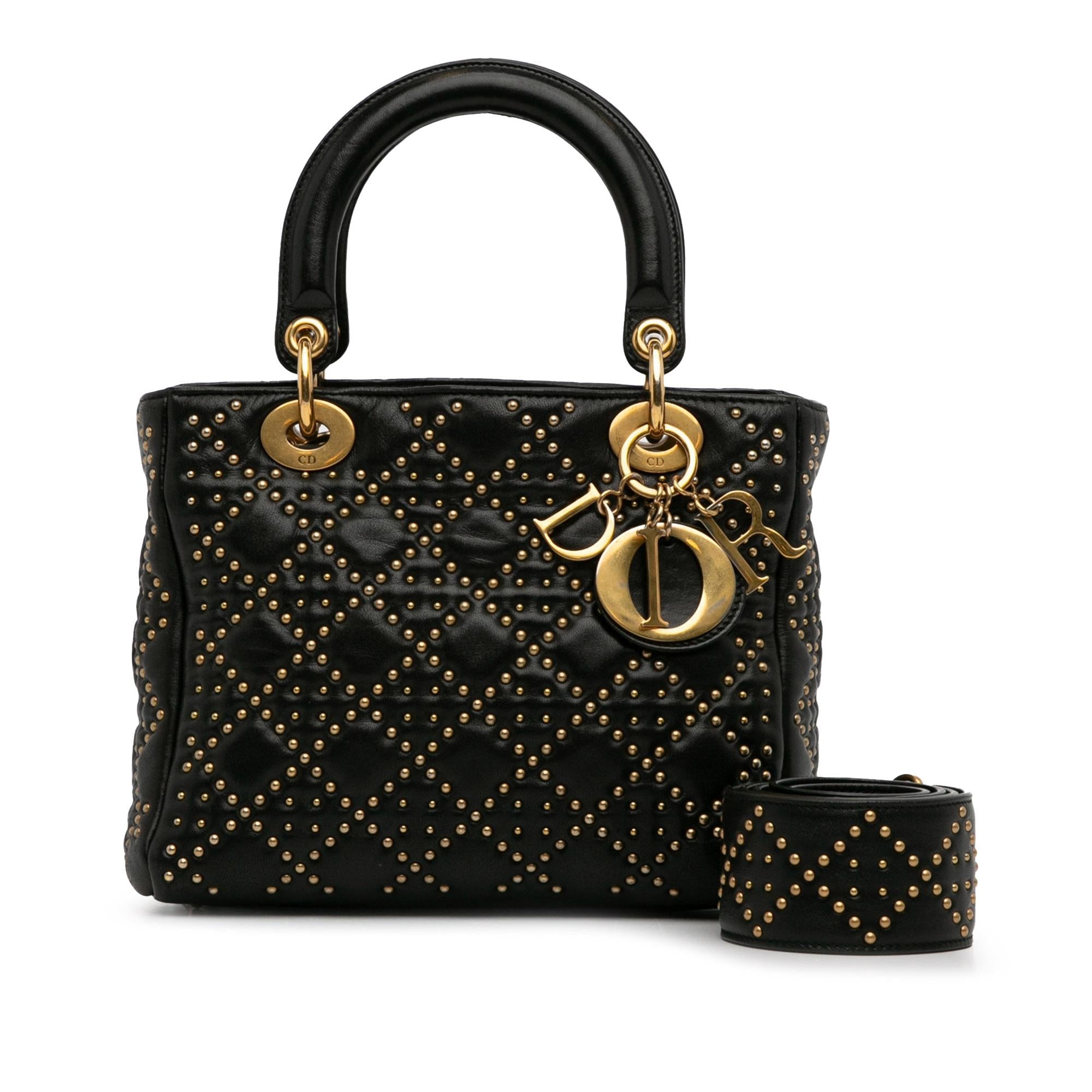 Dior Medium Lambskin Studded Lady Dior (SHG-oqFGf1)