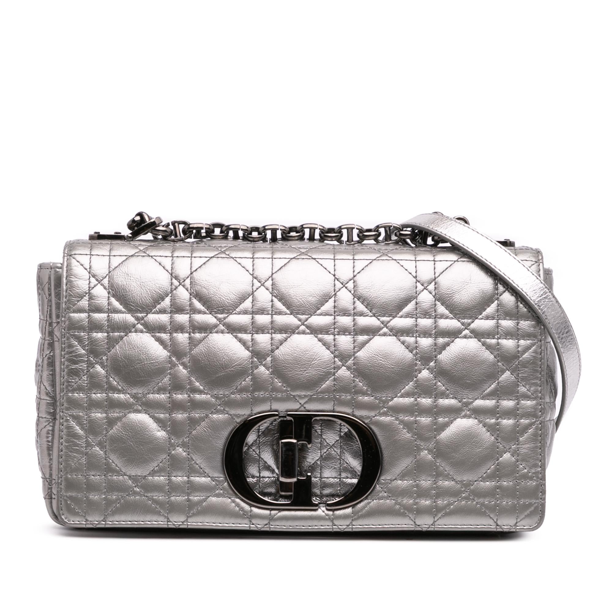 Dior Medium Metallic Calfskin Cannage Supple Caro Bag