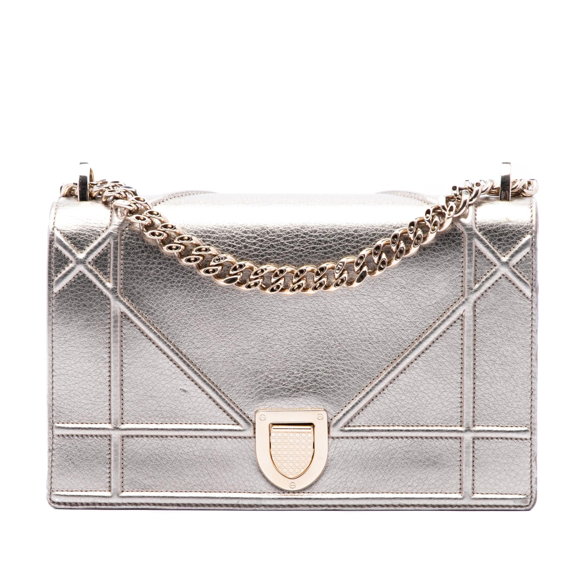 Dior Medium Metallic Calfskin Diorama Flap