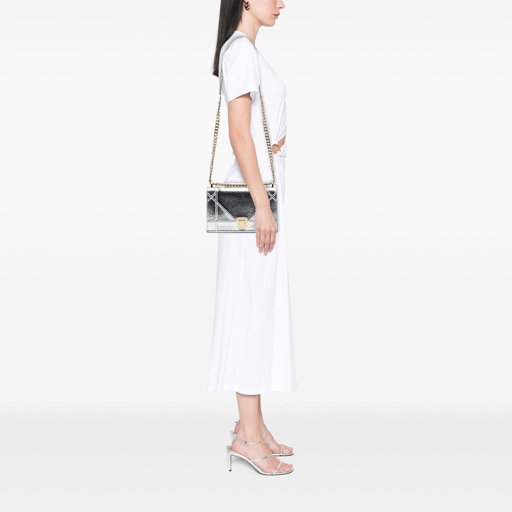 Dior Medium Metallic Crackled Deerskin Diorama Flap