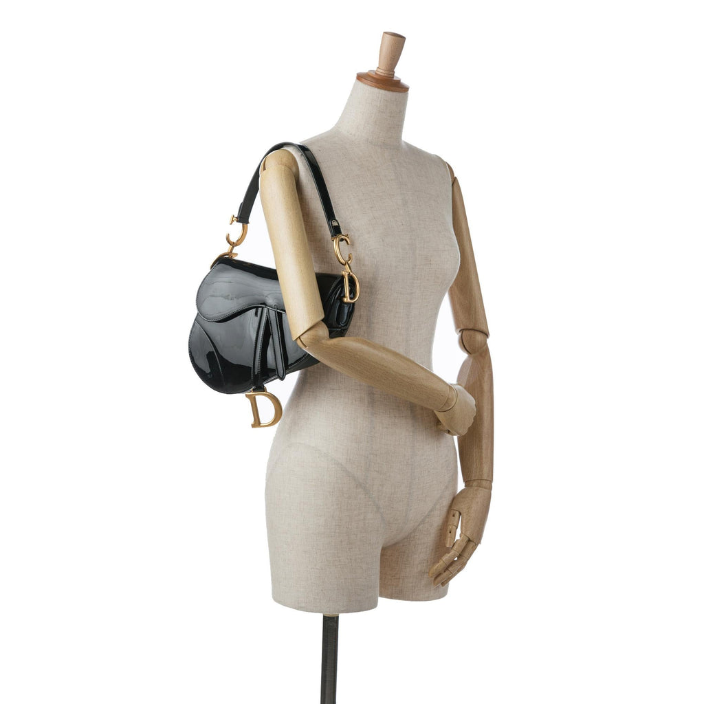 Dior Medium Patent Saddle Bag (SHG-Xmkf8J)