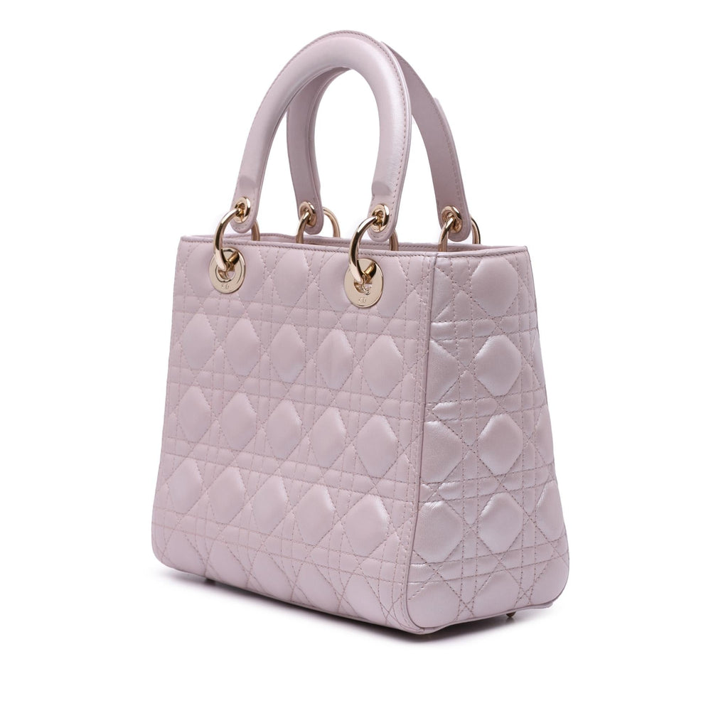 Dior Medium Pearlescent Lambskin Cannage Lady Dior