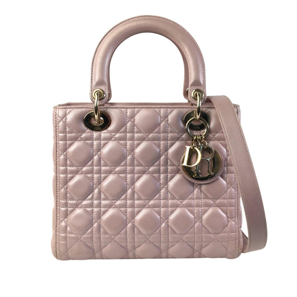 Dior Medium Pearlescent Lambskin Cannage Lady Dior