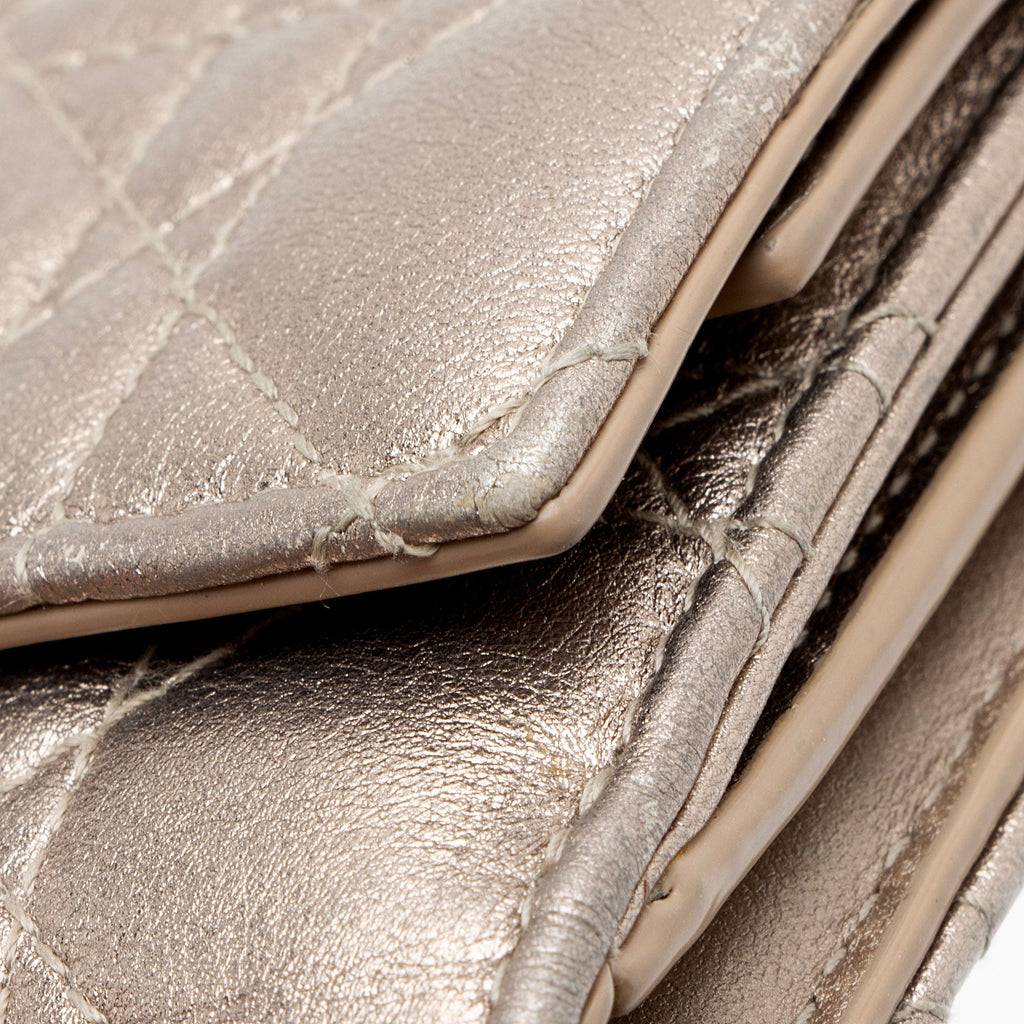 Dior Metallic Calfskin Lady Dior Lotus Wallet