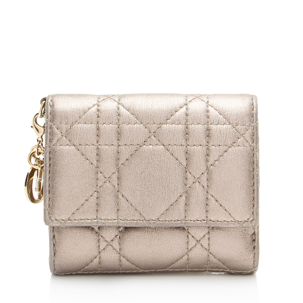 Dior Metallic Calfskin Lady Dior Lotus Wallet