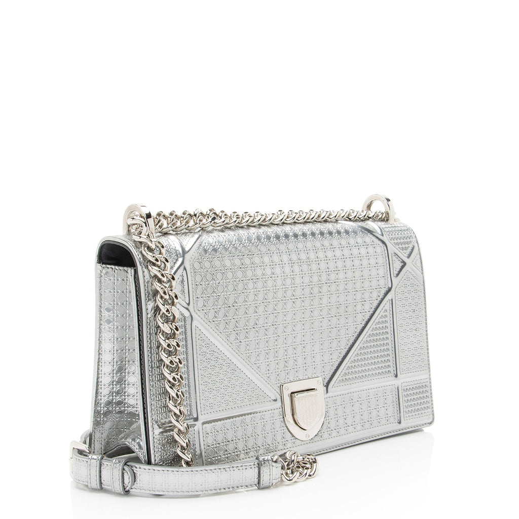 Dior Metallic Calfskin Micro Cannage Diorama Medium Shoulder Bag