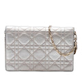 Dior Metallic Lambskin Cannage Lady Dior Wallet On Chain