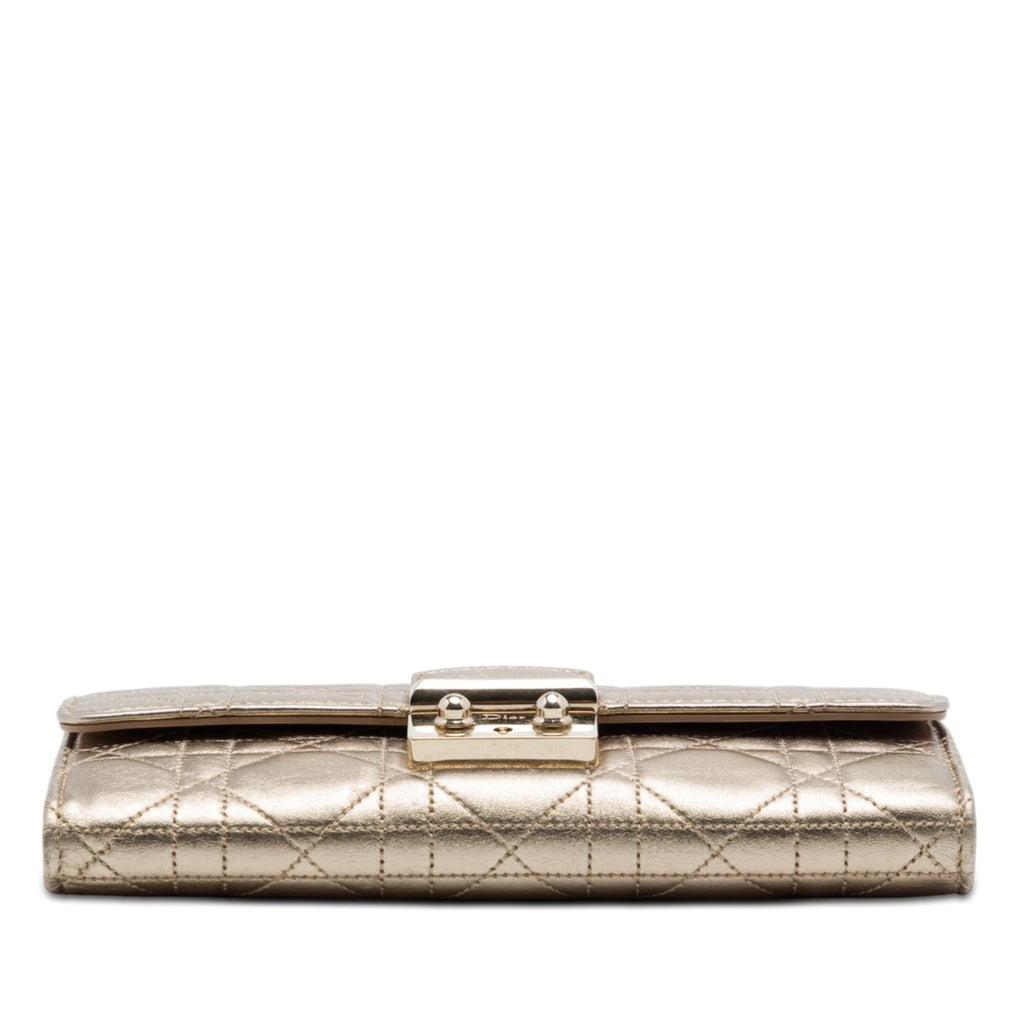 Dior Metallic Lambskin Cannage Miss Dior Promenade Wallet on Chain