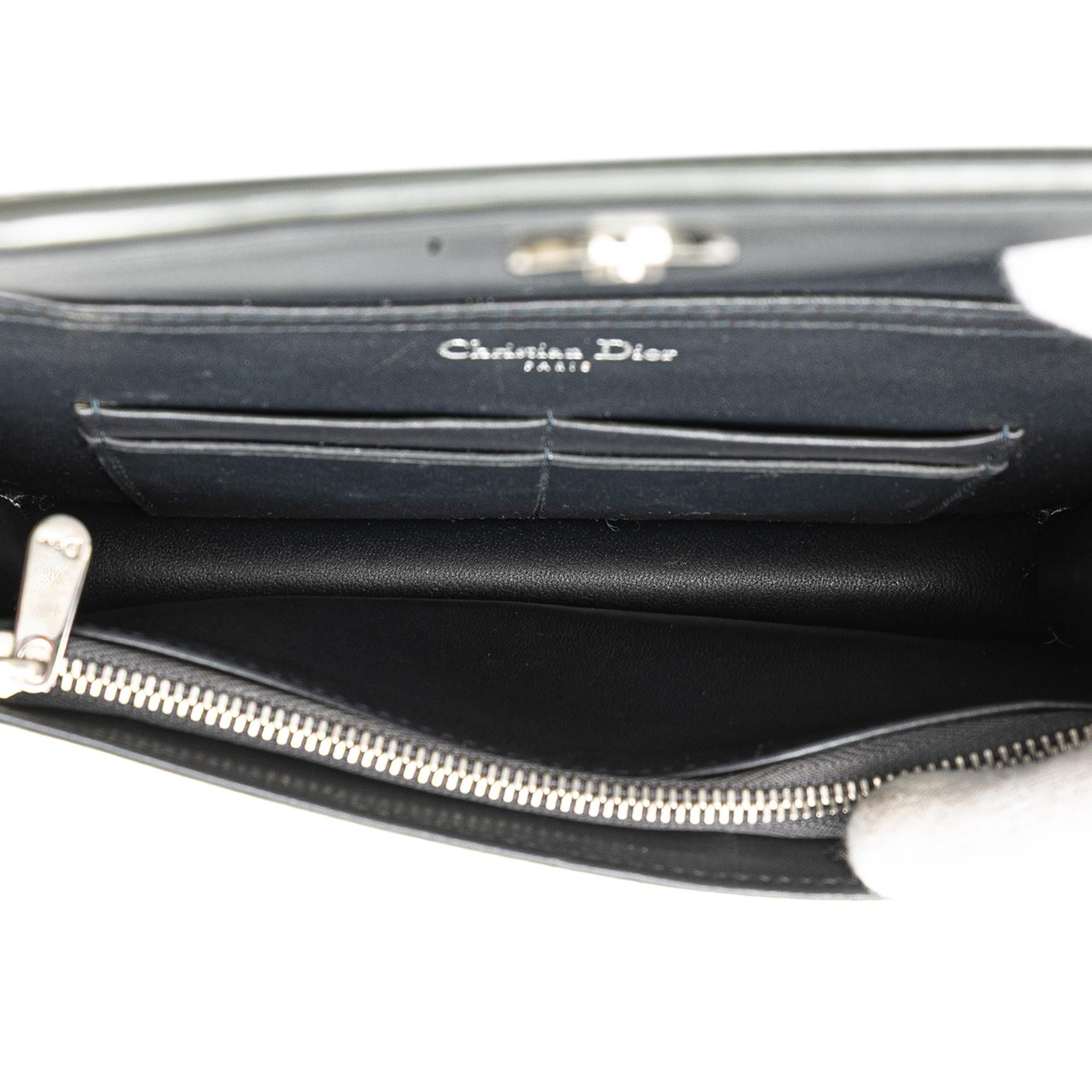 Dior Metallic Patent Microcannage Diorama Wallet on Chain