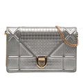 Dior Metallic Patent Microcannage Diorama Wallet on Chain