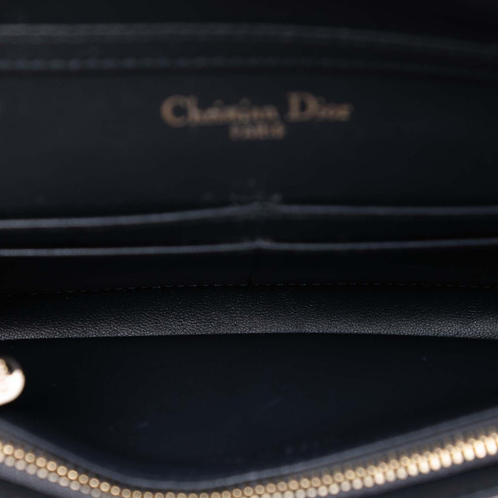 Dior Metallic Patent Microcannage Diorama Wallet on Chain