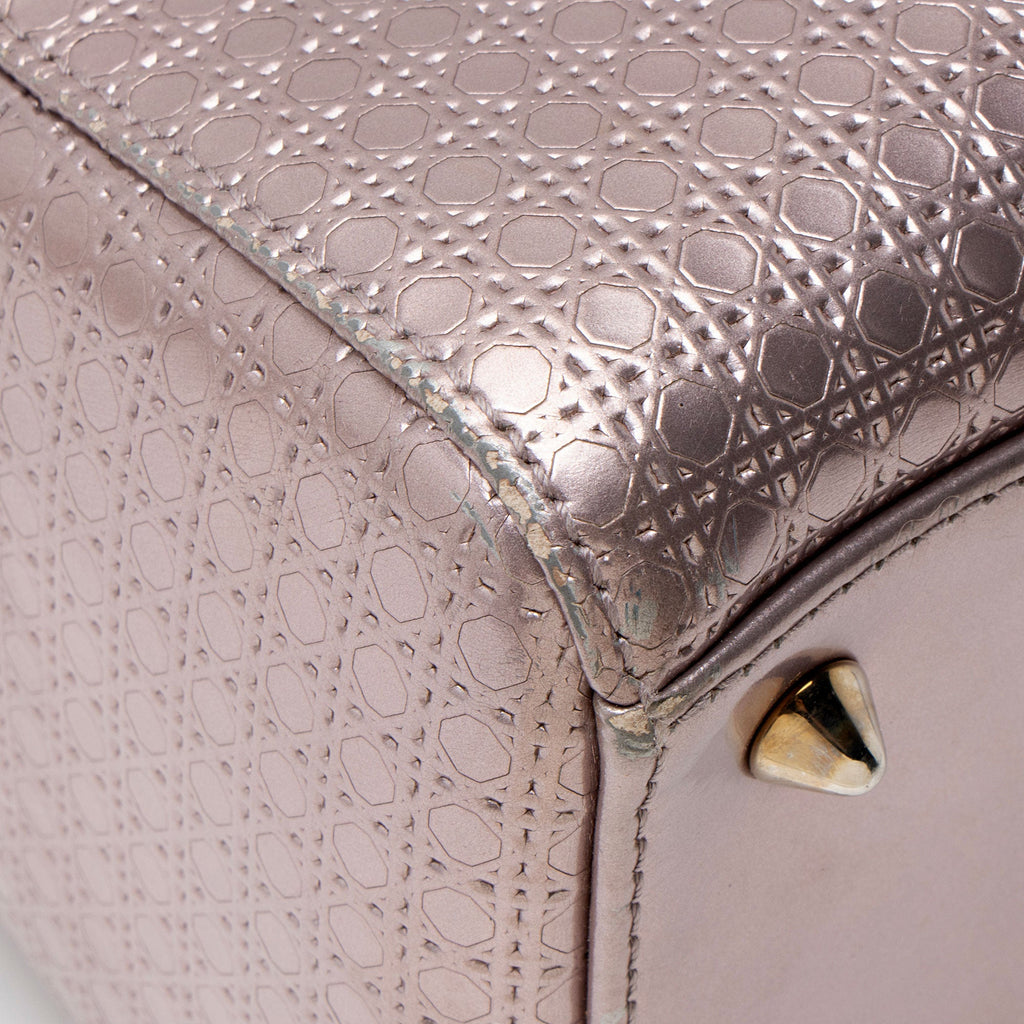 Dior Micro Cannage Metallic Calfskin Lady Dior Medium Tote