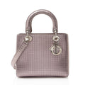 Dior Micro Cannage Metallic Calfskin Lady Dior Medium Tote