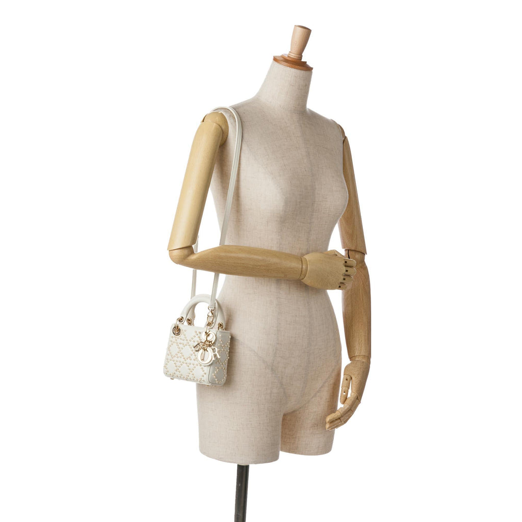 Dior Micro Lambskin Cannage Pearl Lady Dior (SHG-Y2mIaH)