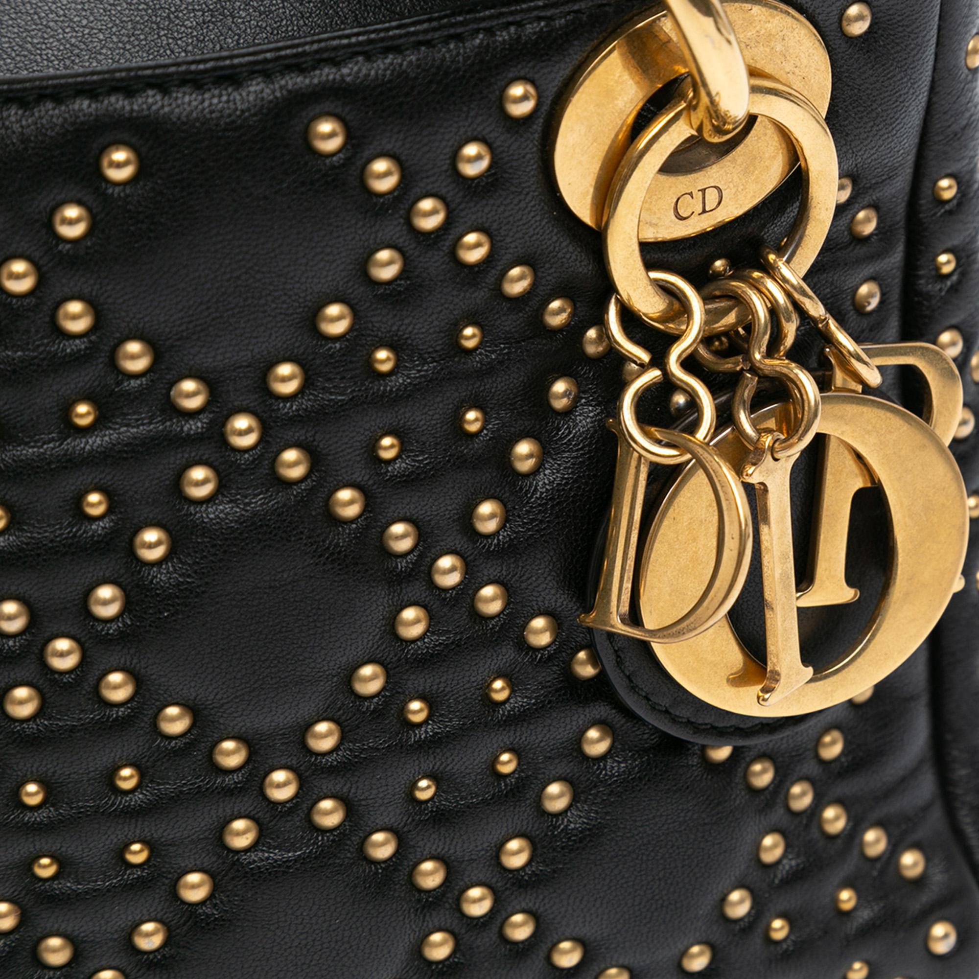 Dior Mini Calfskin Cannage Studded Supple Lady Dior (SHG-DxUBDm)