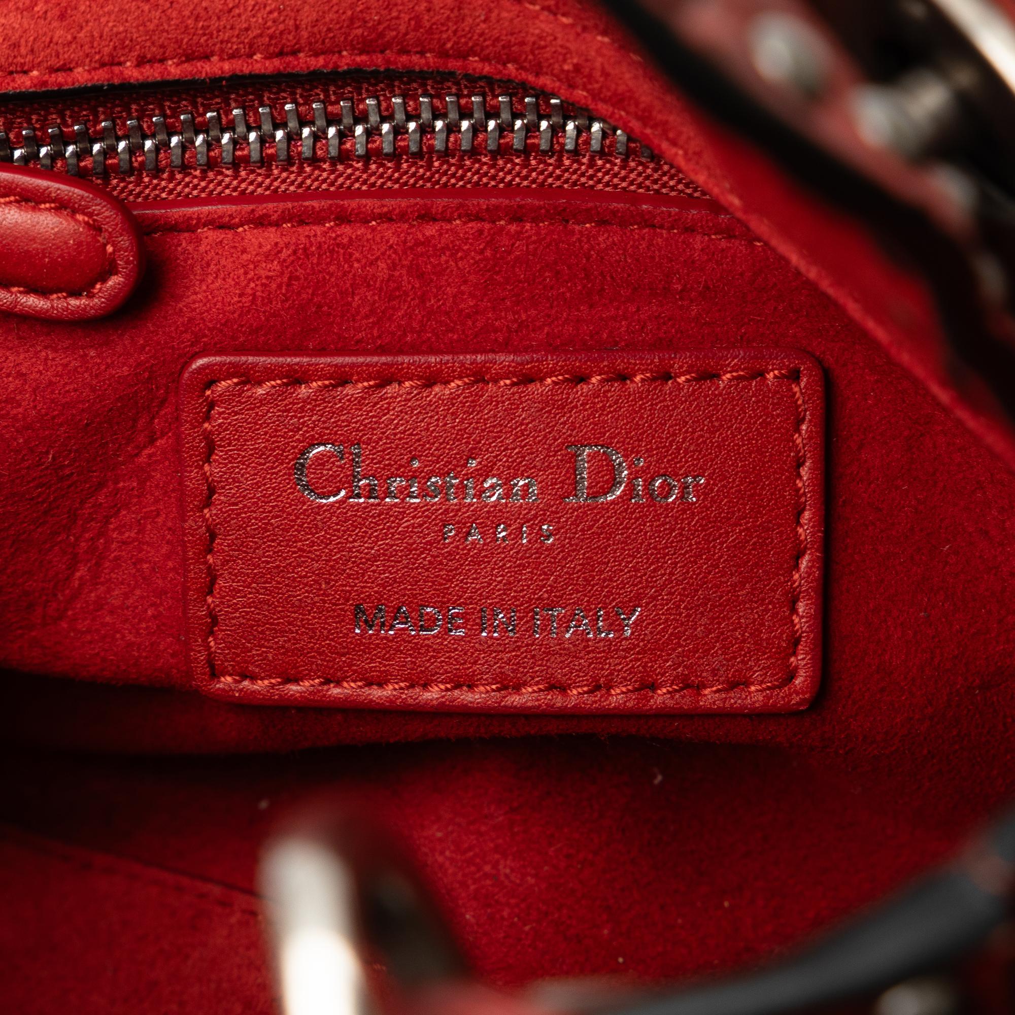 Dior Mini Embossed Calfskin Cannage Studded Supple Lady Dior (SHG-RUPLaM)