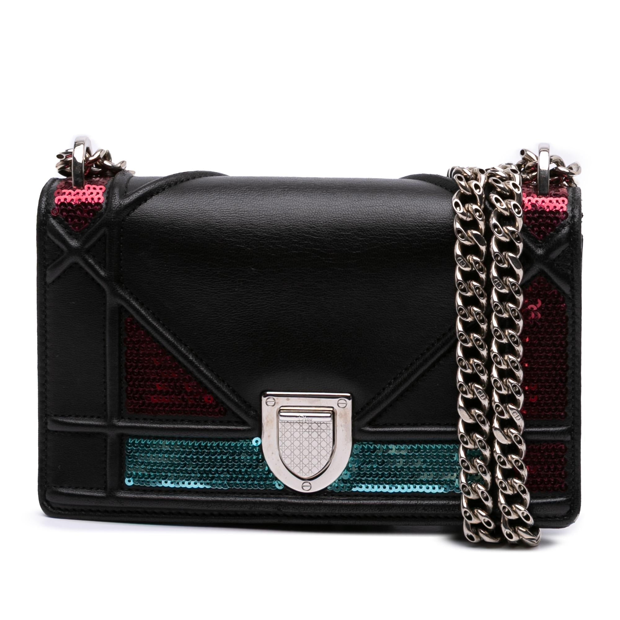 Dior Mini Lambskin Sequin Diorama Flap
