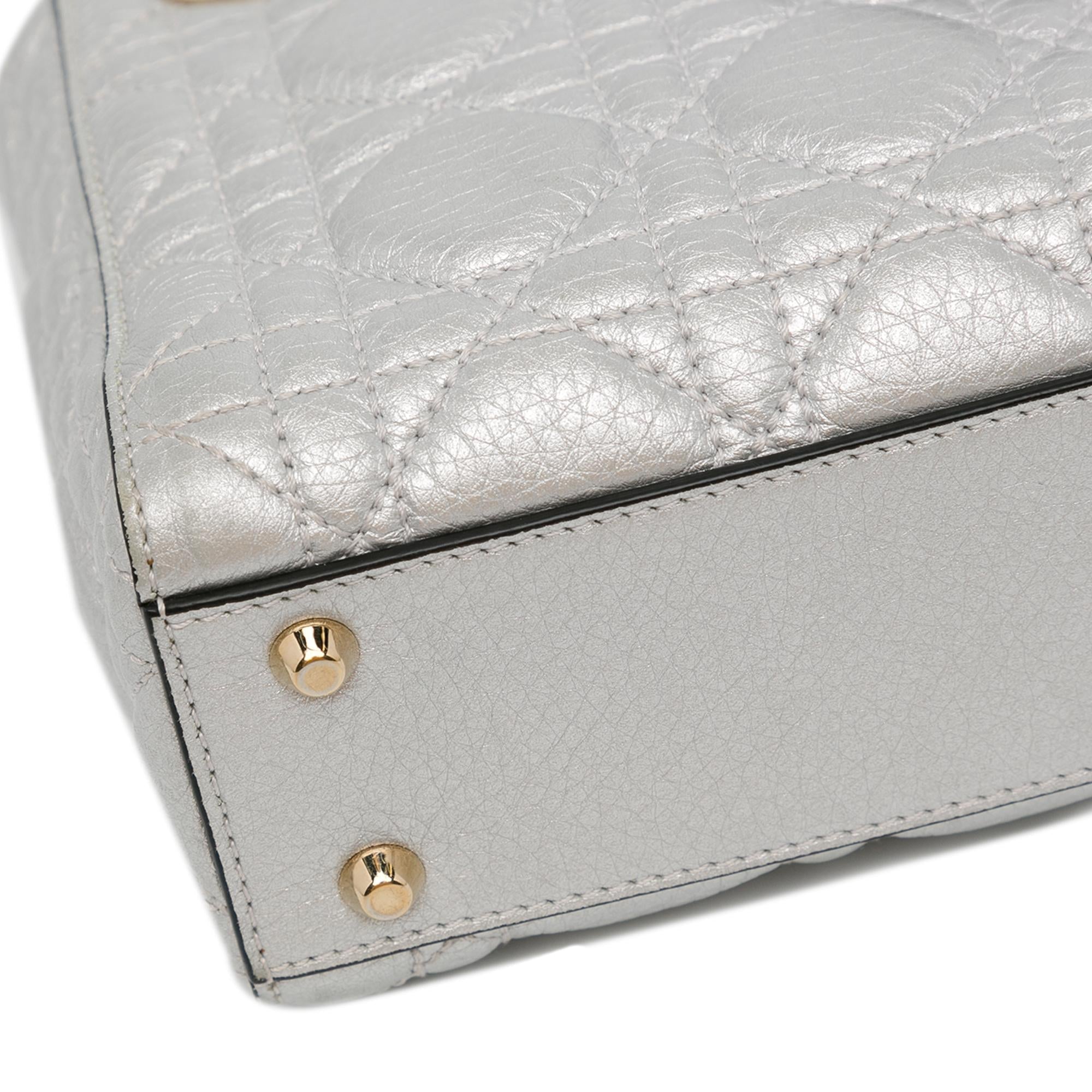 Dior Mini Metallic Calfskin Cannage Supple Lady Dior (SHG-SgmKqY)