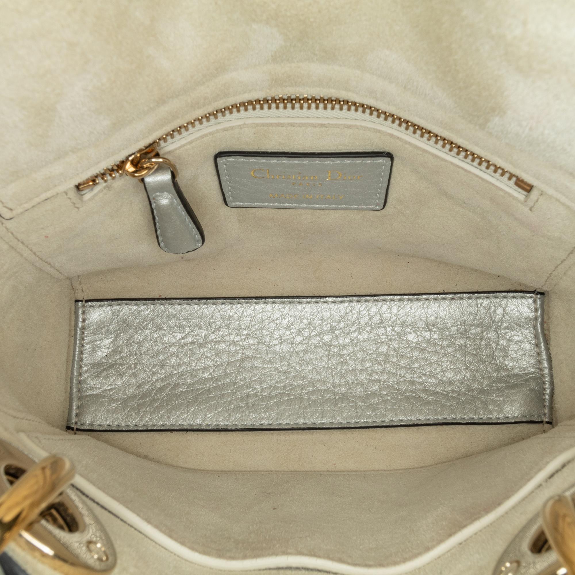 Dior Mini Metallic Calfskin Cannage Supple Lady Dior (SHG-SgmKqY)