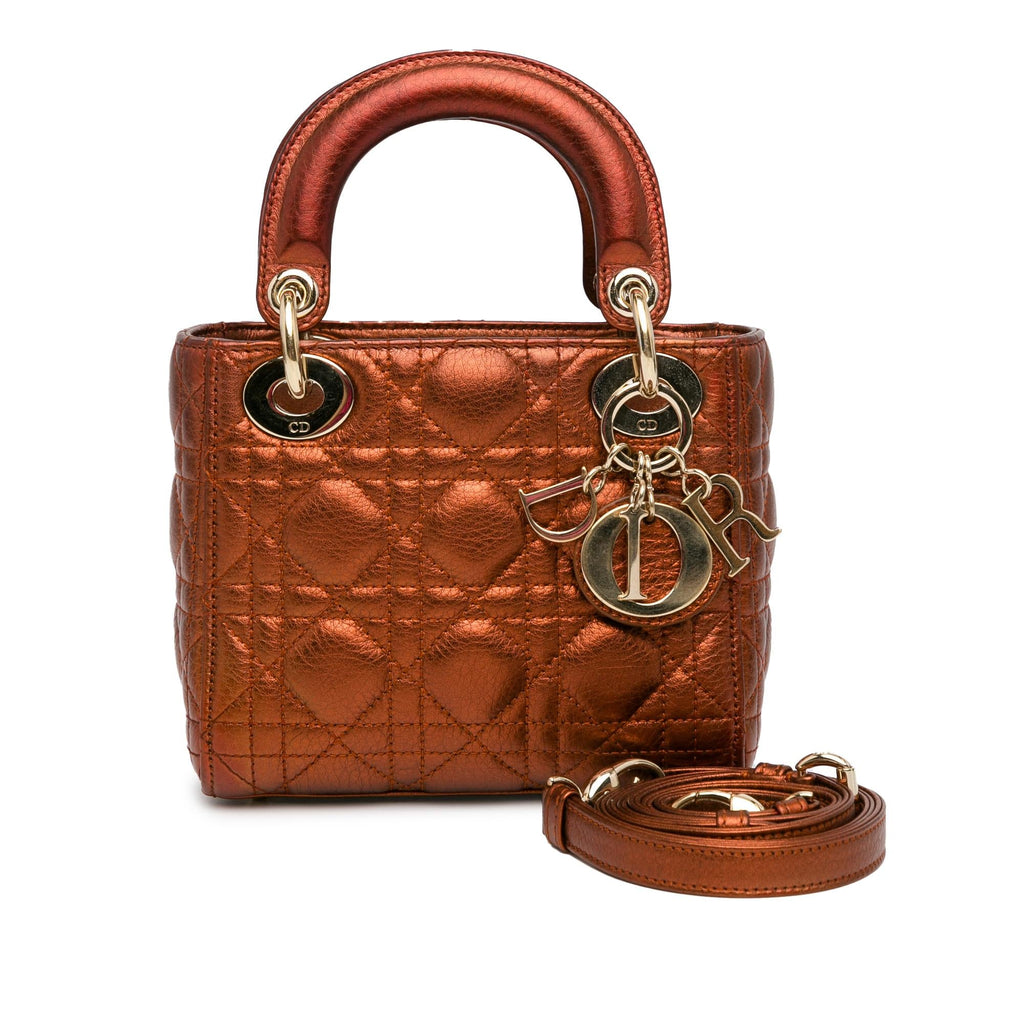 Dior Mini Metallic Calfskin Cannage Supple Lady Dior (SHG-aOccnA)