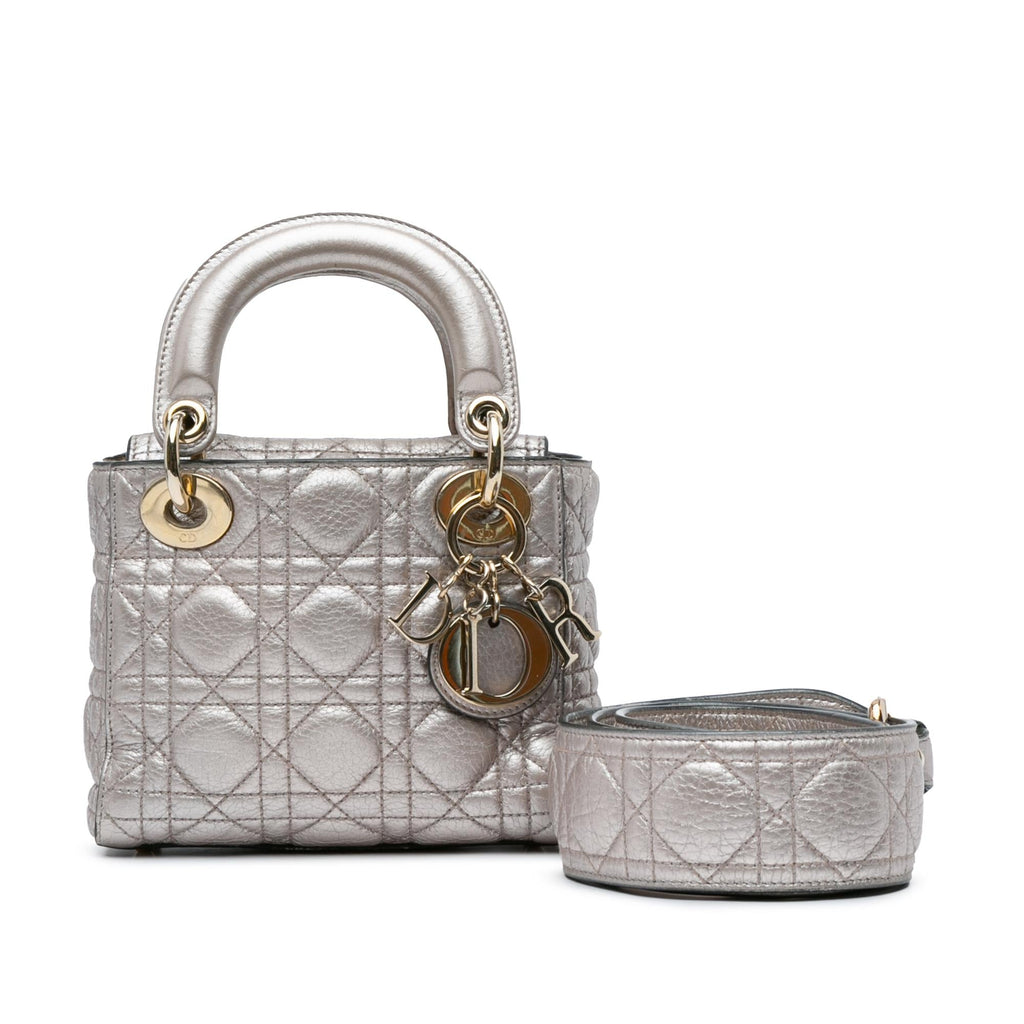 Dior Mini Metallic Calfskin Cannage Supple Lady Dior (SHG-faqDpY)