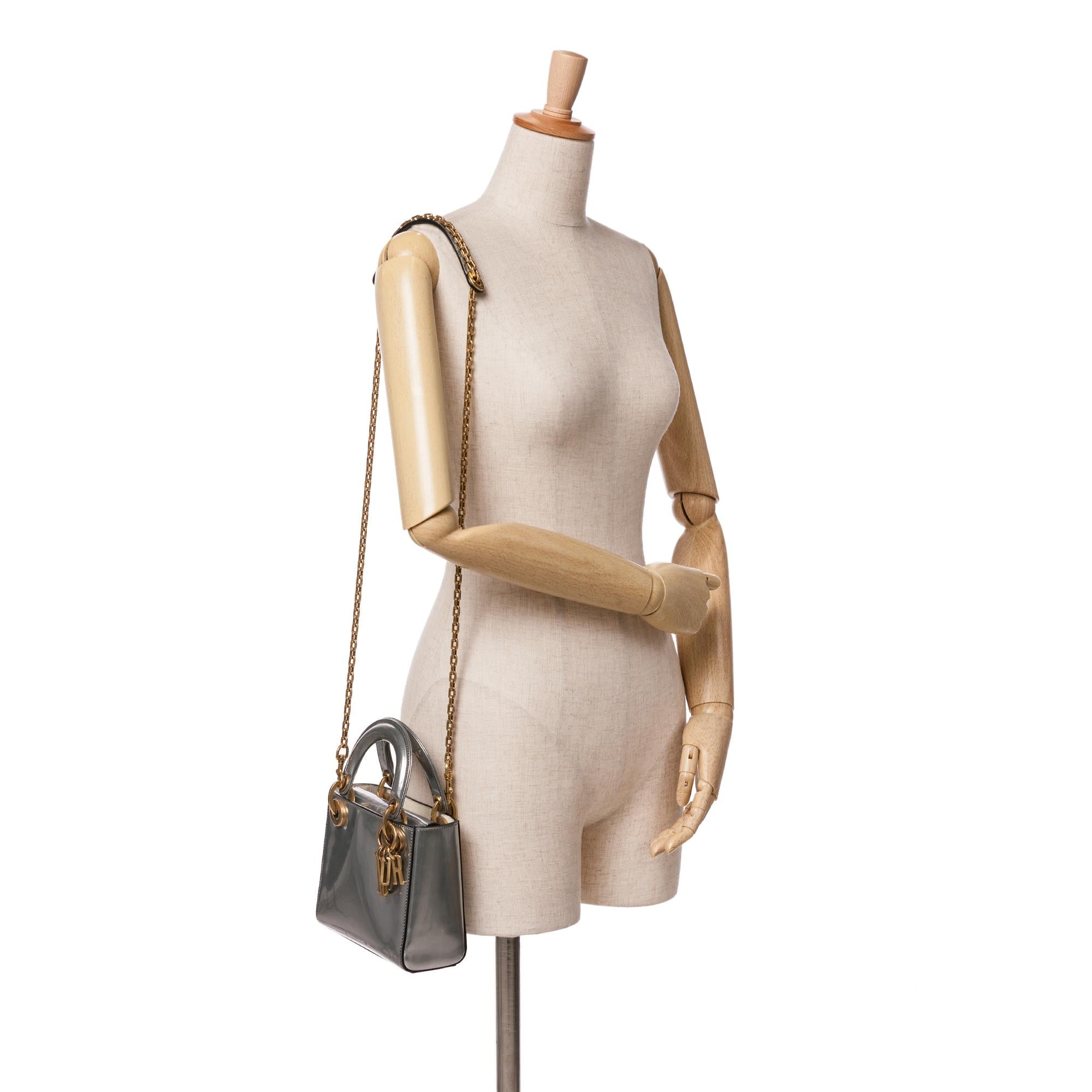 Dior Mini Metallic Glazed Calfskin Lady Dior