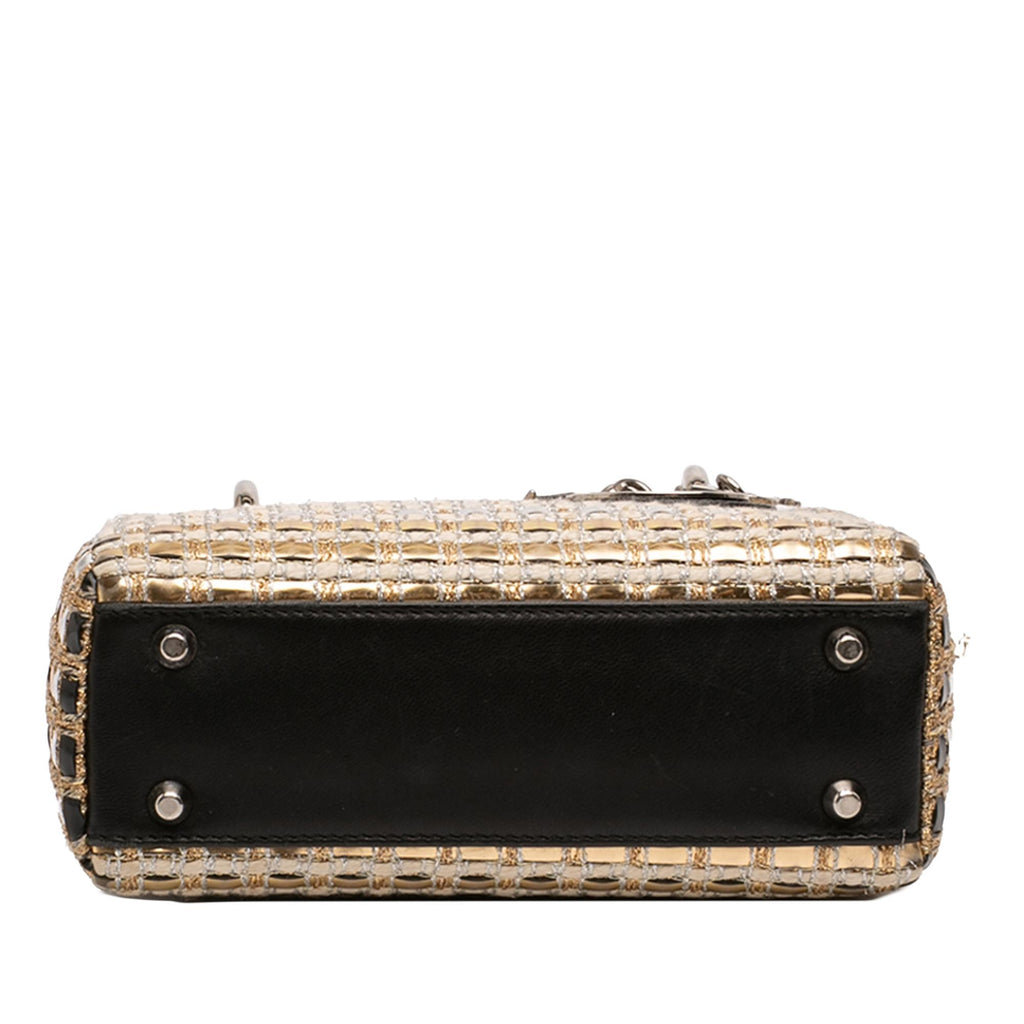 Dior Mini Metallic Leather Woven Tweed Lady Dior