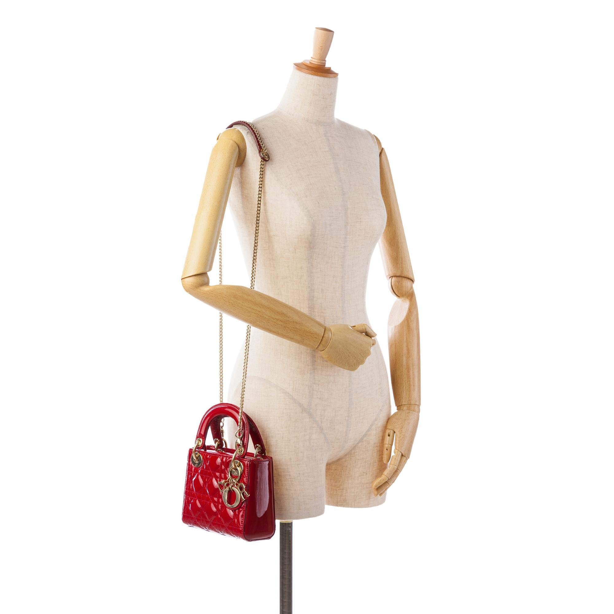 Dior Mini Patent Cannage Lady Dior (SHG-6VO4GV)