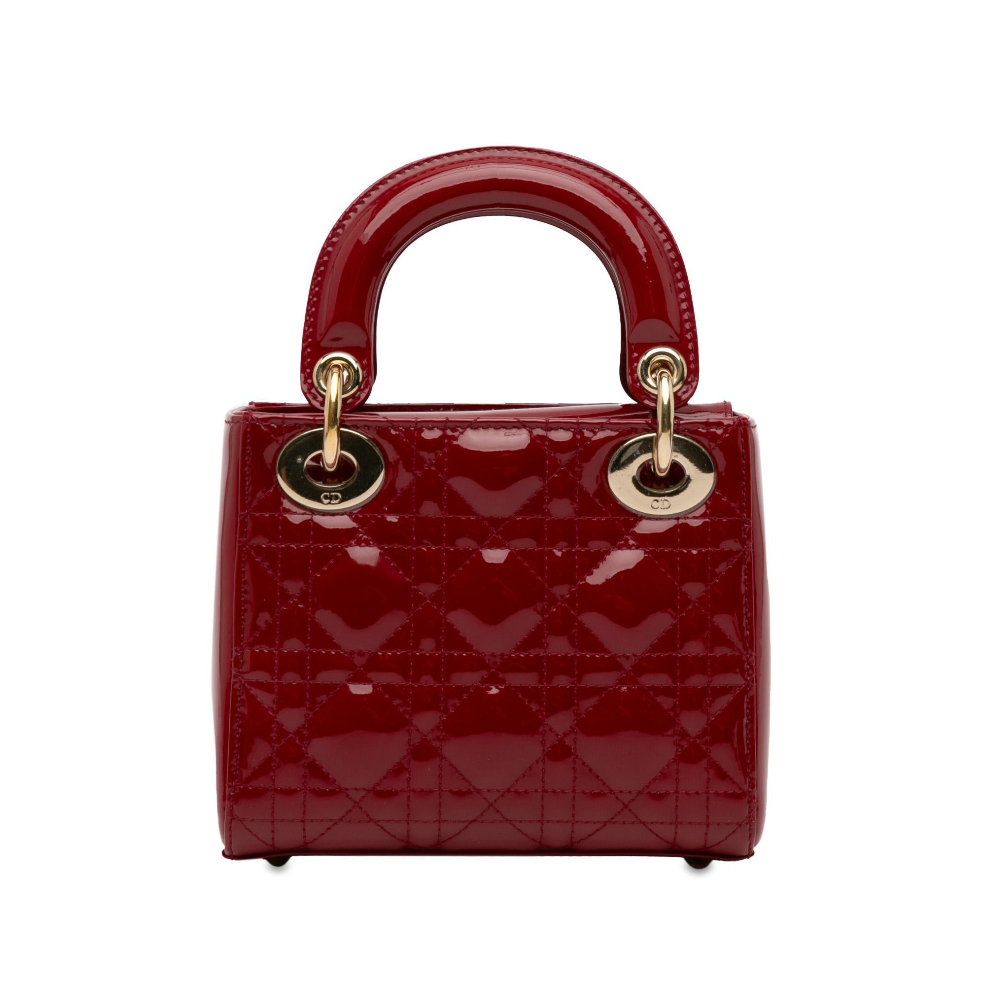 Dior Mini Patent Cannage Lady Dior (SHG-SdQinm)