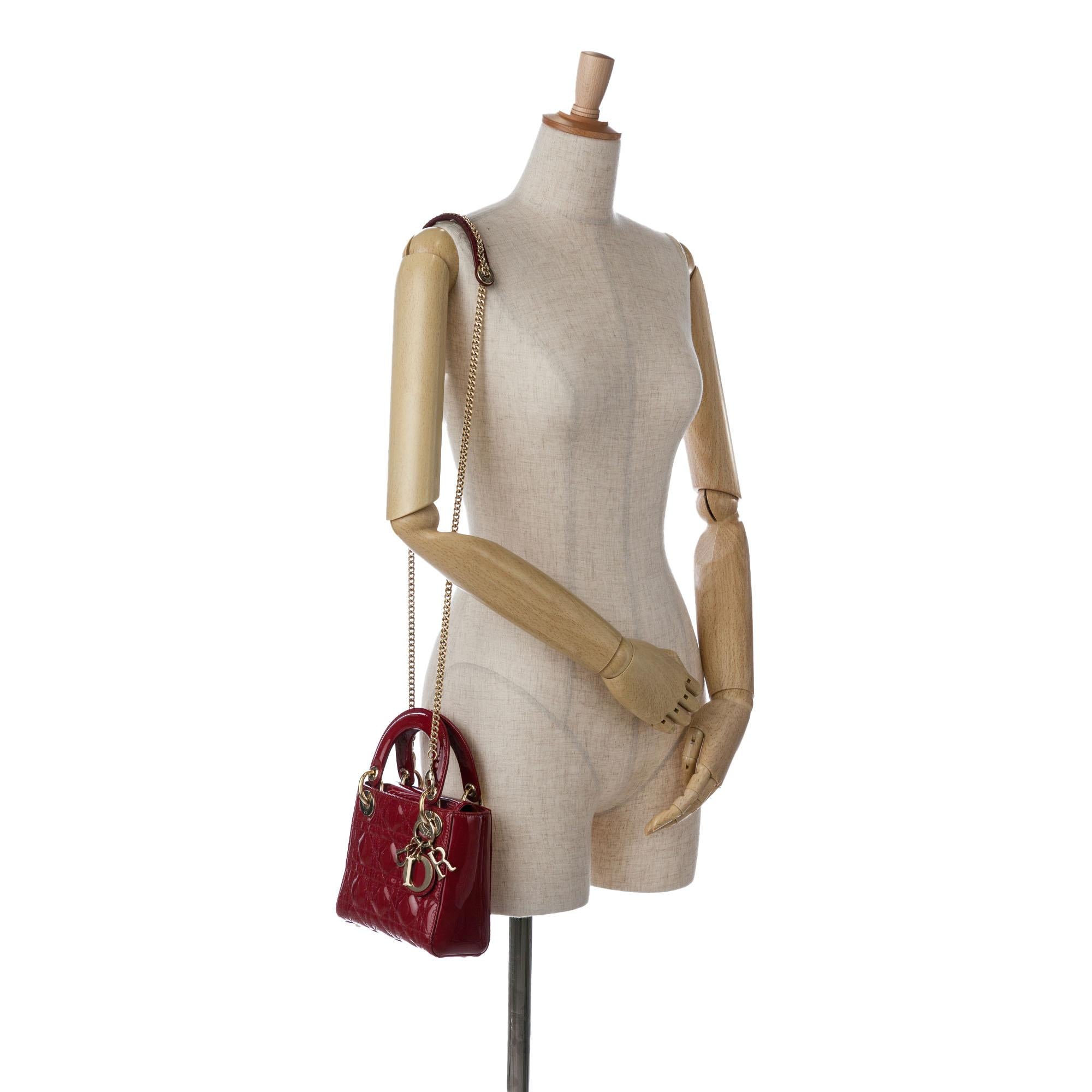 Dior Mini Patent Cannage Lady Dior (SHG-bl7bnY)