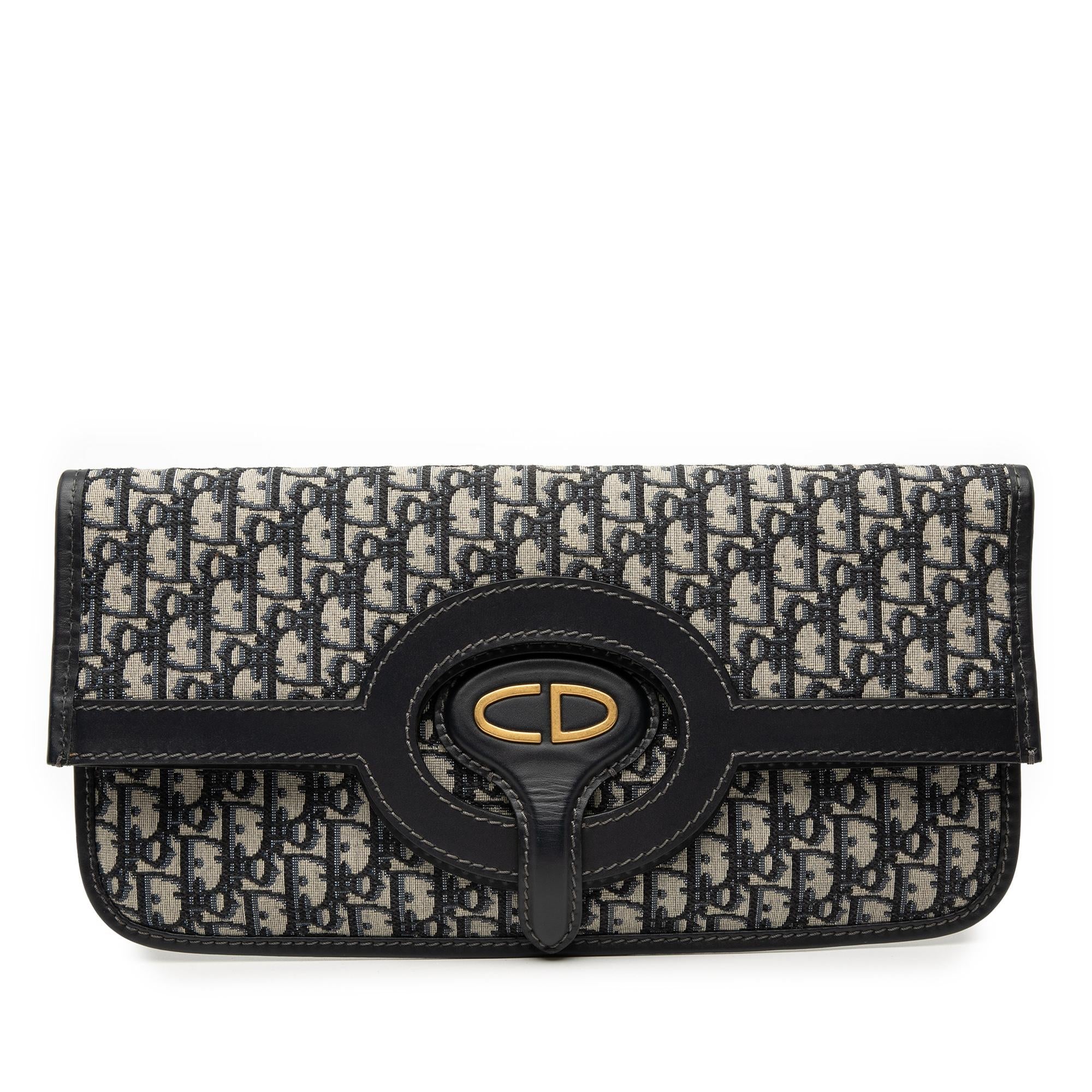 Dior Oblique Canvas Fold Over Clutch
