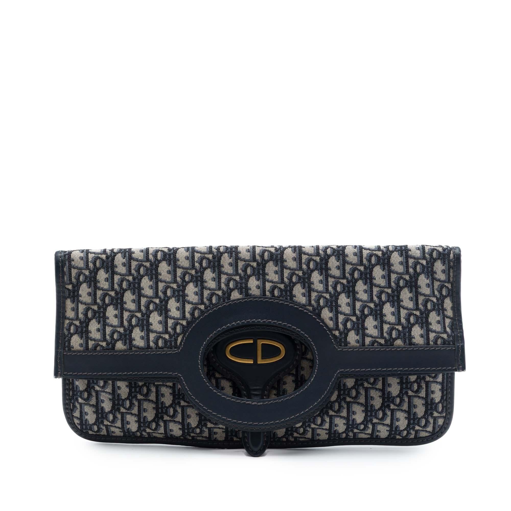 Dior Oblique Canvas Fold Over Clutch