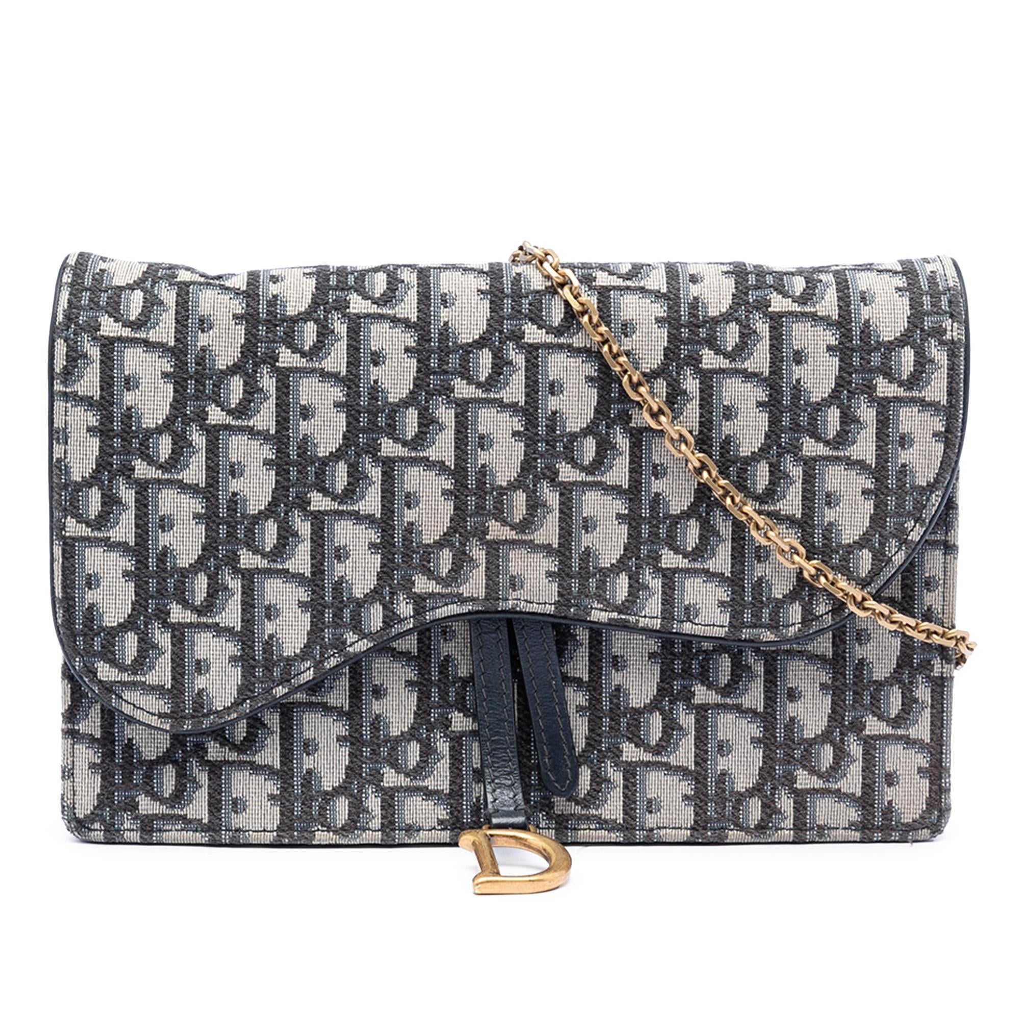 Dior Oblique Canvas Saddle Pouch Wallet on Chain