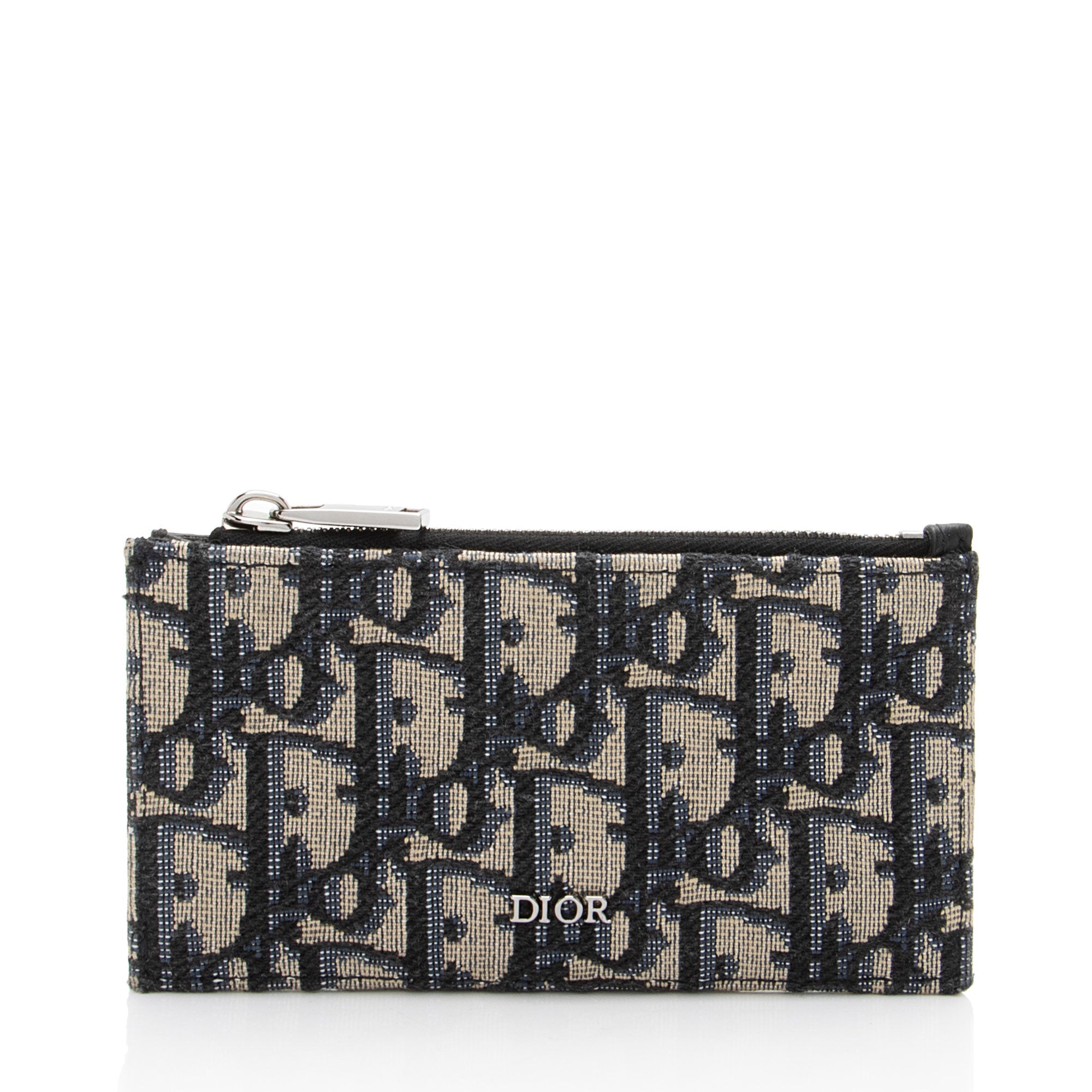 Dior Oblique Grained Calfskin Zipped Card Holder