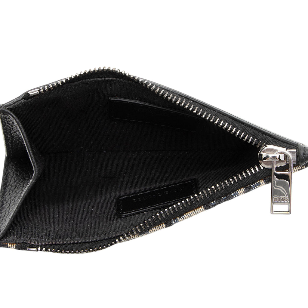 Dior Oblique Grained Calfskin Zipped Card Holder