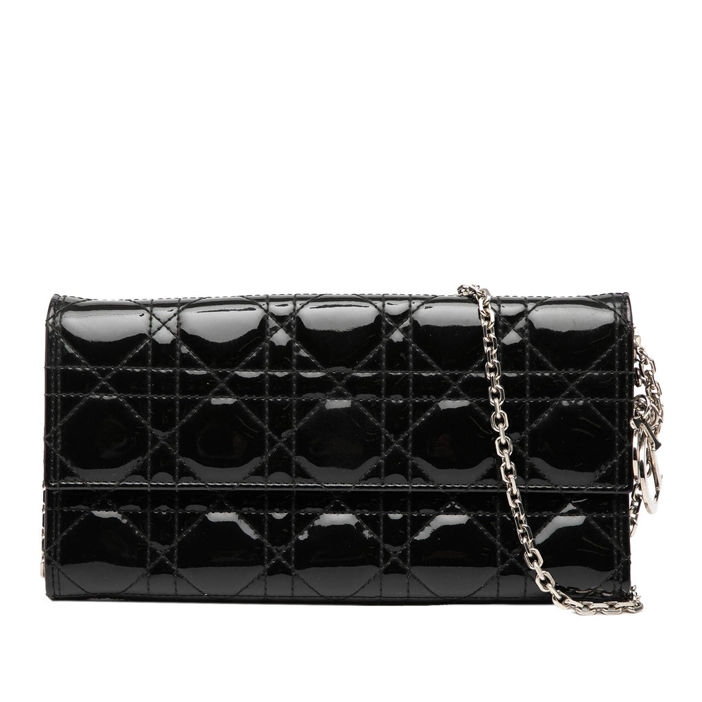 Dior Patent Cannage Lady Dior Wallet On Chain